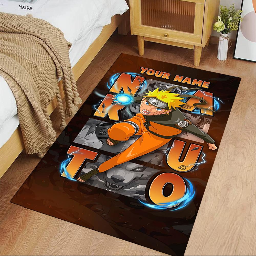 Naruto Character Customize Text Floor Rug Office Rug Suitable for Study Room Decorate Room Kitchen Playrooms Anti-slip Rug Anime Office Decor