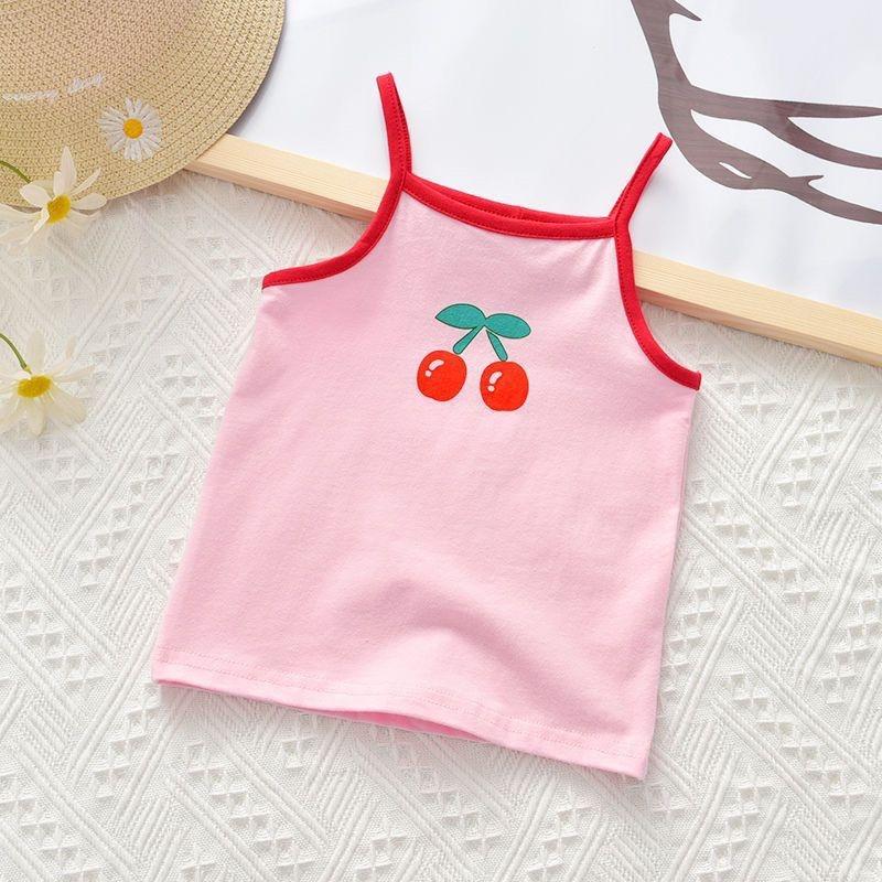Children Summer Sleeveless T-shirt Outer Clothes Summer Girls Camisole Top Kids Girl Fruit Print Daily Homewear
