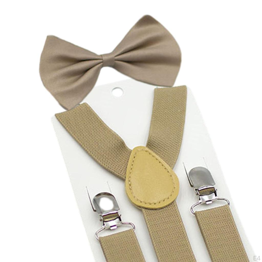 Kids Bow Tie Braces Y Back 3 Clips Adjustable Support for Formal Wear Party Jeans