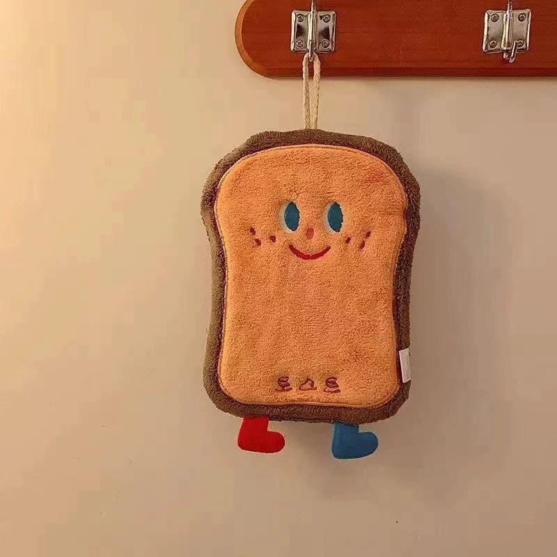 Cheese Cartoon Quick-Dry Hanging Hand Towel - Children's Coral Fleece Dishcloth