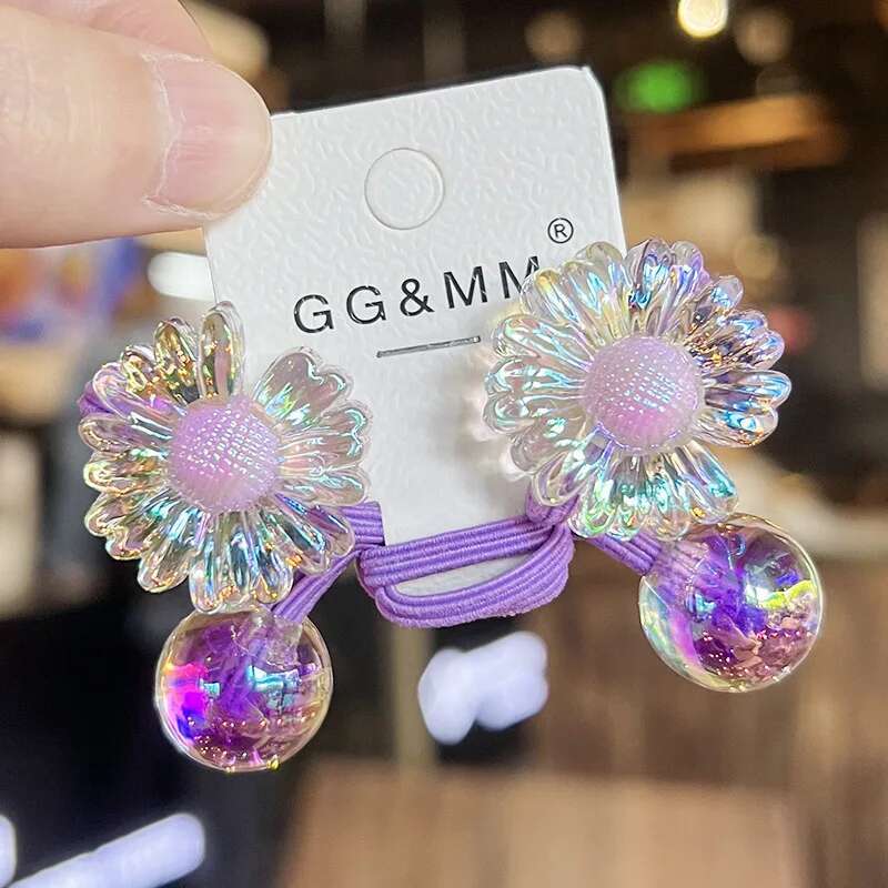 2 Pieces Little Daisy Cute Princess Headwear Elastic Hair Bands for Kids Girls Hair Accessories Children Hair Ropes