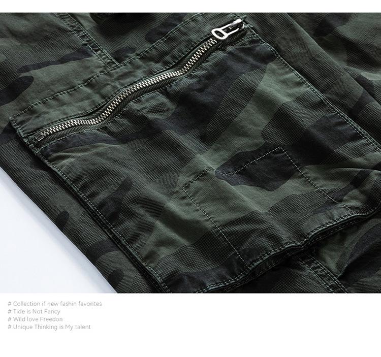 Men's Retro Camouflage Elastic Cuff Multi-Pocket Overalls