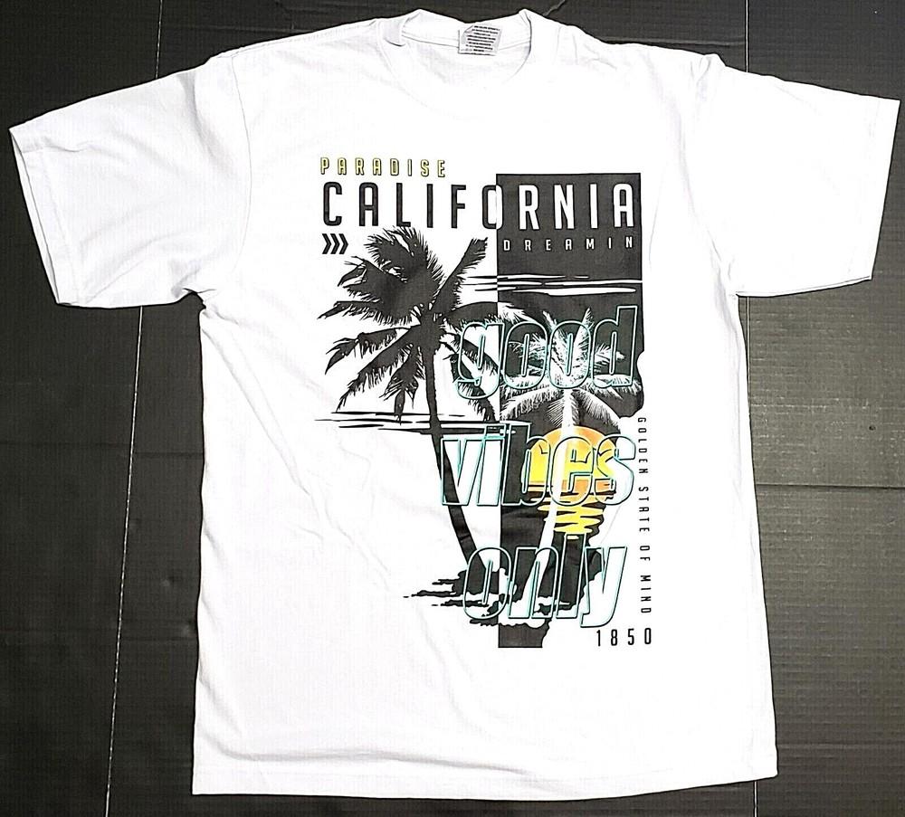 

CALIFORNIA T-shirt CA Good Vibes Only Urban Streetwear Men s Tee White New Unisex T-Shirt XXXXL
