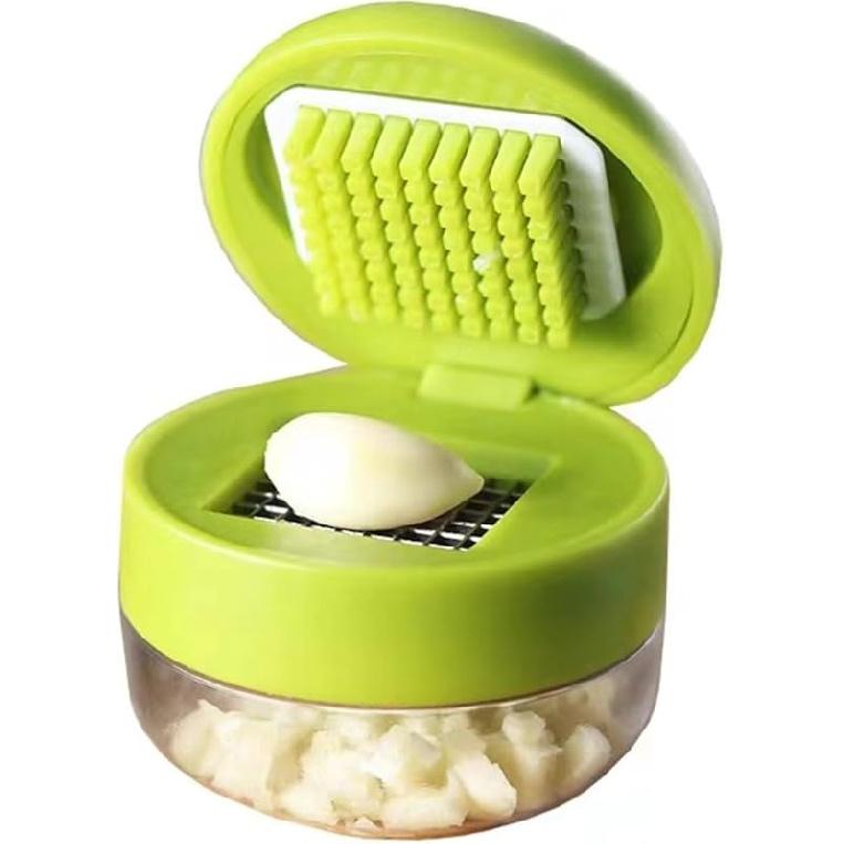 Garlic Press Dicer Wheel, Plastic Garlic Masher, Simple Household Manual Kitchen Tool with Garlic Press Box (rotundity) rotundity