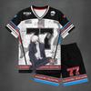 Jujutsu Kaisen Gojo #77 Set 2 Pezzi Maglietta a Maniche Corte e Pantaloncini Stile Anime Manga Streetwear Casual
