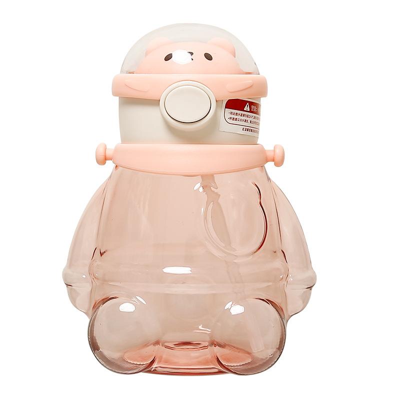 Water Bottle Children's Water Cup with Straw Cup Boys and Girls Creative Large Capacity Big Belly Cup Cute Student Crossbody Water Cup Portable