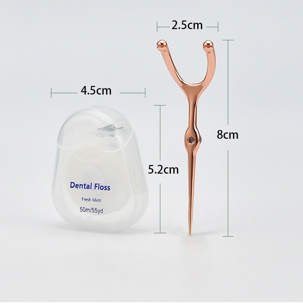 Reusable Stainless Steel Toothpick Set Handle Flossing Holder Simple 50M Tooth Flossing Household