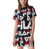Fila Logo Print Round Neck Casual Short Sleeve Dress Women Dresses Navy-Blue F51W228199FNV