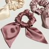 100% Pure Silk Bunny Ear Scrunchies Bow Bowknot Knotted Scrunchy Hair Bands Elastic Ties Ponytail Holder for Women,Girls 1 Piece