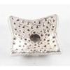 Round Spacer Bead. Silver-tone Metal Square (of 10)