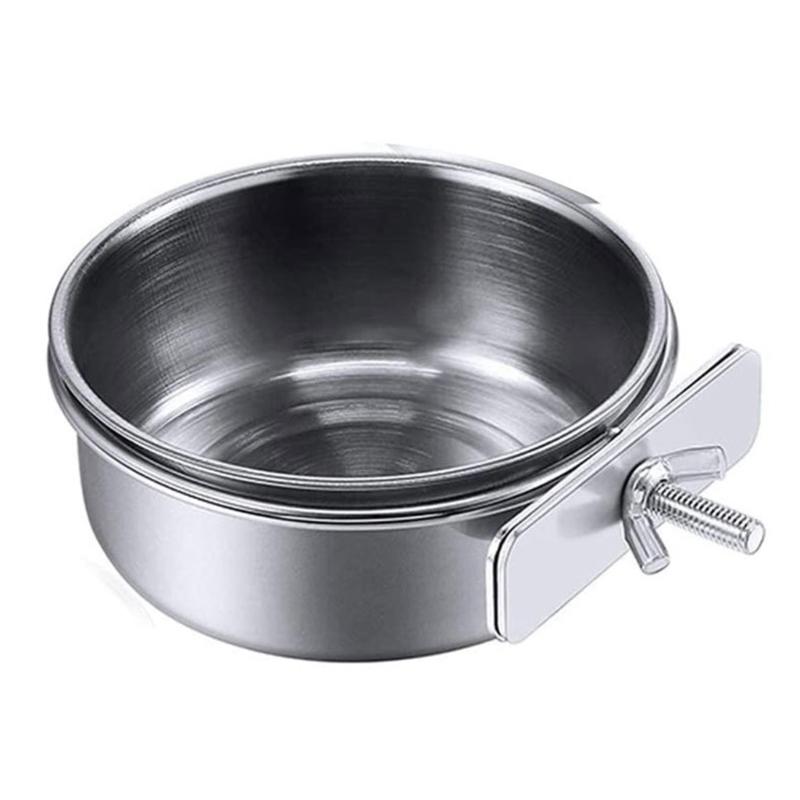 Stainless Steel Parrot Feeding Cups Bird Feeder Bowls Removable Food Water Dish with Clamp Easy to Install for Cage