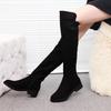 Damen Over-the-Knee High-Heeled Elastische Stiefel - Herbst/Winter, Vielseitige Schlankmachende Mittelhohe Absätze, Mit Samt Gefütterte Lange Stiefel