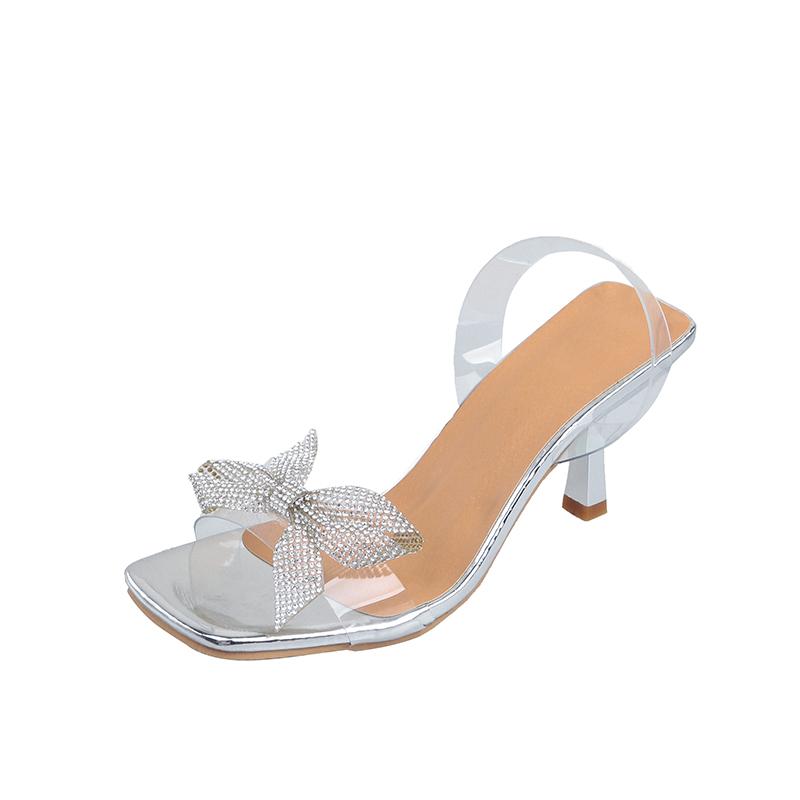 2026 Woman Butterfly Heeled Sandals Women's Sandals Summer Transparent High Heels Sandals Elegant Stiletto Slingback Shoes