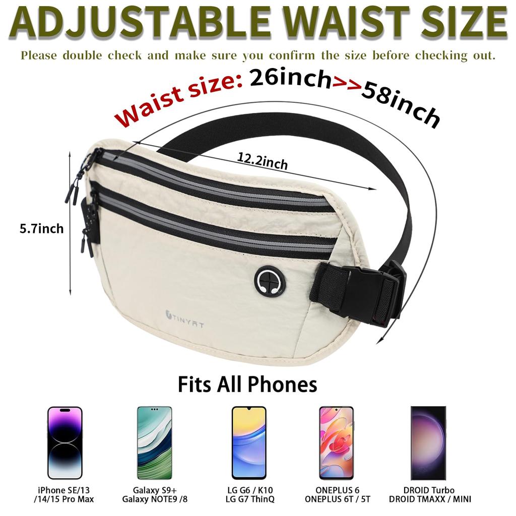 TINYAT Waist Security Hidden Waist Perfect for Overseas Travel and Running Pouch, Pouch, Anti-Pickpocket, Pouch, Bag, Slim, Water-Repellent,