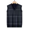 Dad's Fleece-Lined Sweater Vest: Warm Knitted Base Layer for Middle-aged and Elderly Men in Autumn and Winter.