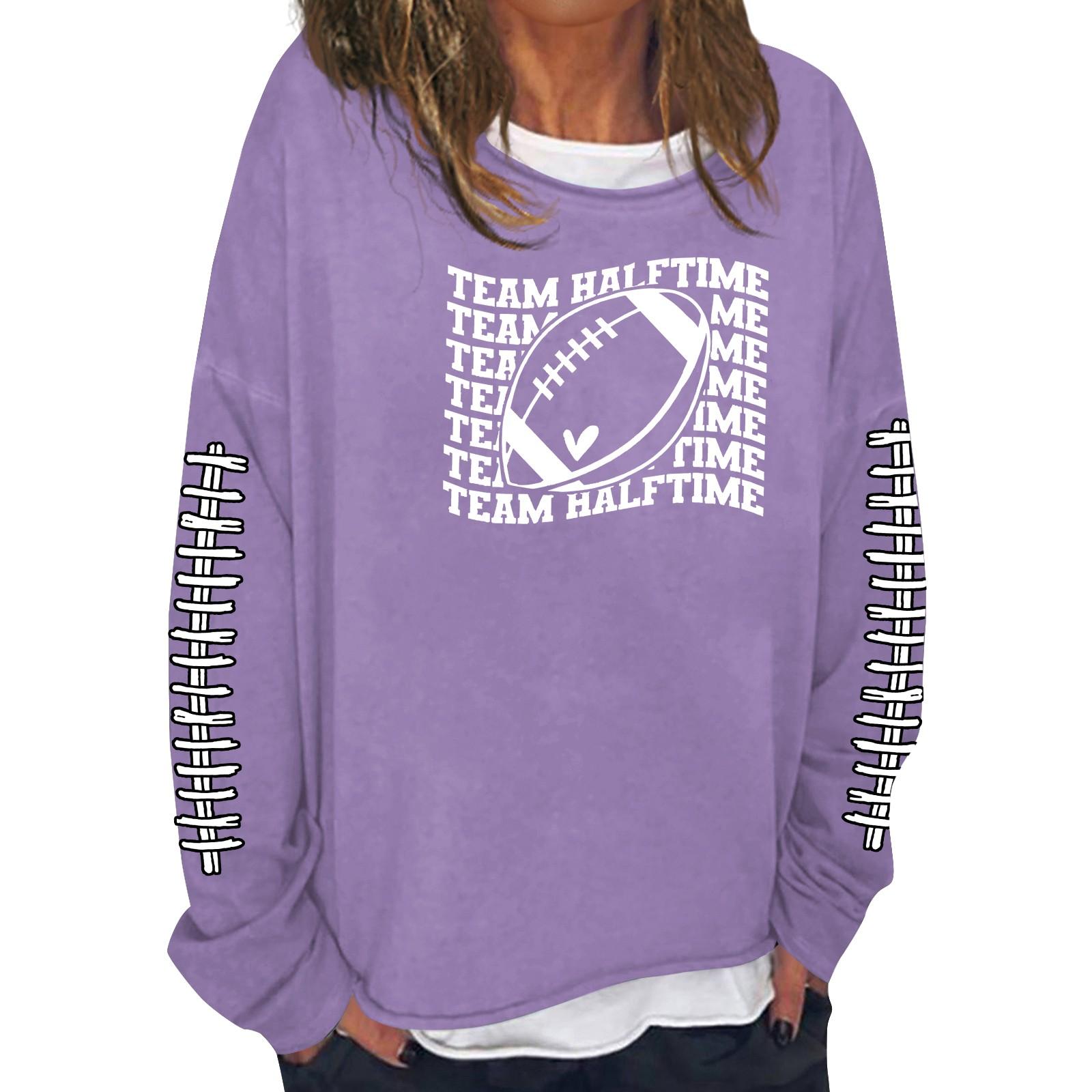 

Женская модная повседневная толстовка с длинным рукавом и круглым вырезом с принтом M фиолетовый