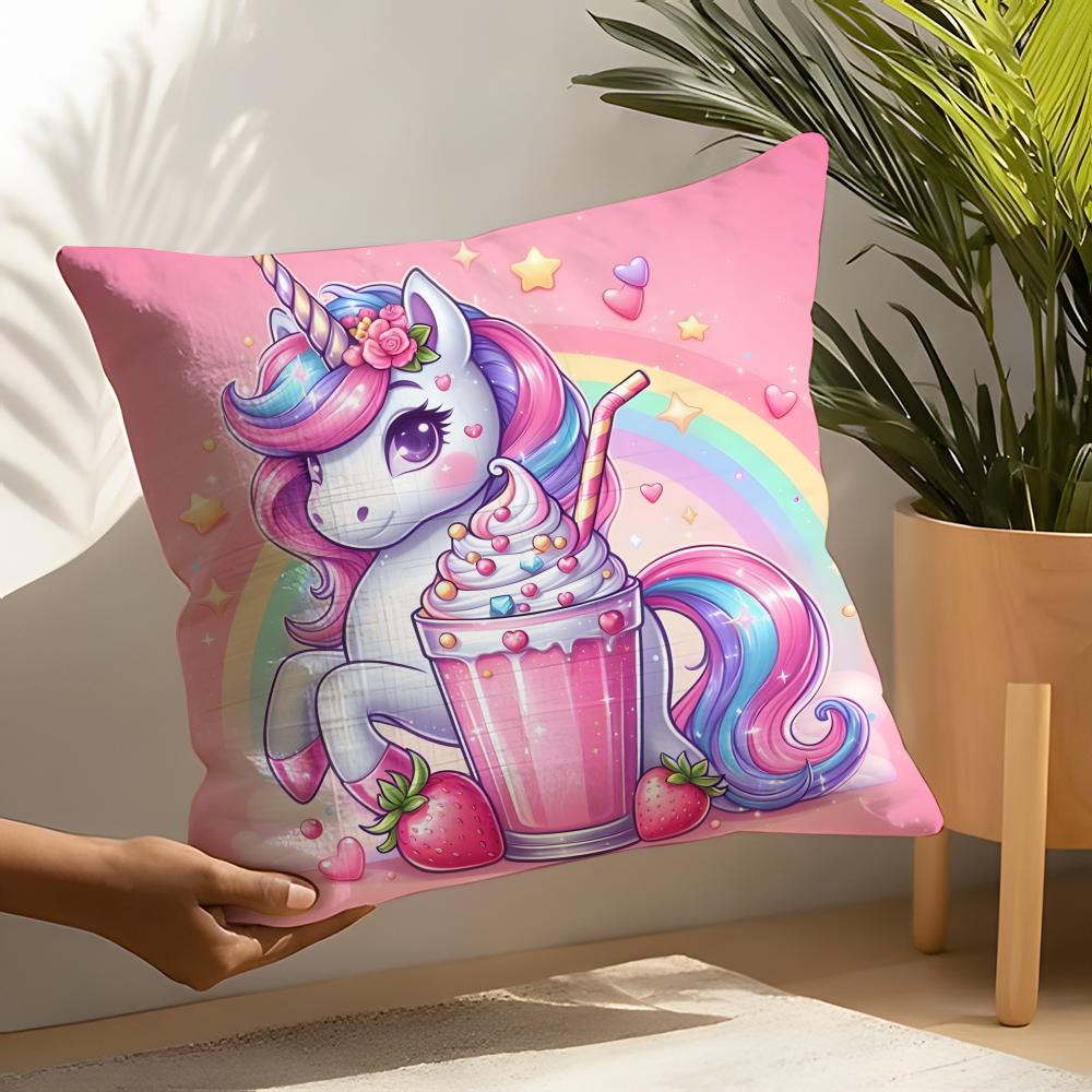Cute Cartoon Unicorn Pillow Case Linen Cushion Covers For Decorative Sofa Home Pillows Case Car Chair Pillows Cases