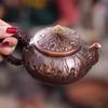 Vintage Red Copper Teapot, Home Brewing Tea Pot, Handmade Mini Lotus Leaf Copper Pot, Traditional Handicrafts Tea Kettle, 300ml