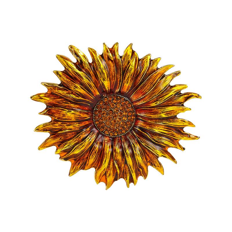 Ретро брошь подсолнух капля масла эмаль подсолнух темпераментный высококачественный корсаж аксессуары для одежды