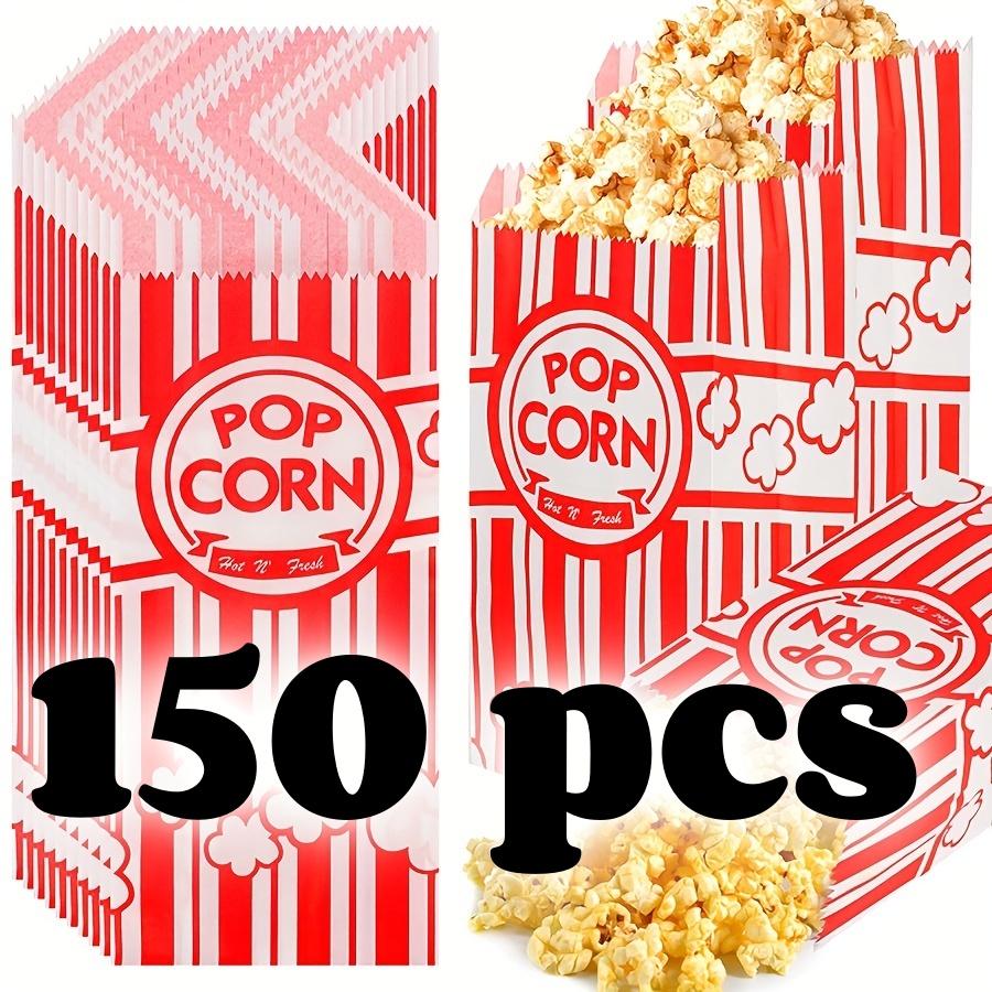 200pcs Popcorn Favor Bags Red Striped Candy Paper Bags Nougat Biscuit Bread Toast Bags For Movie Birthday Party Snacks Goods Bag