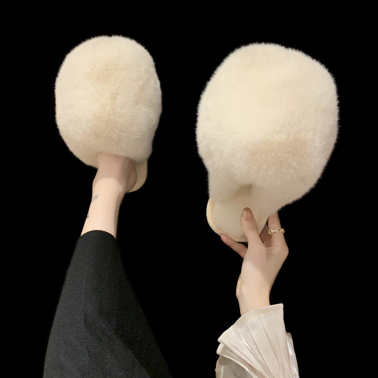 

Новые пушистые домашние тапочки, женская домашняя обувь, модные дизайнерские теплые зимние домашние хлопковые плюшевые тапочки для женщин 35 белый