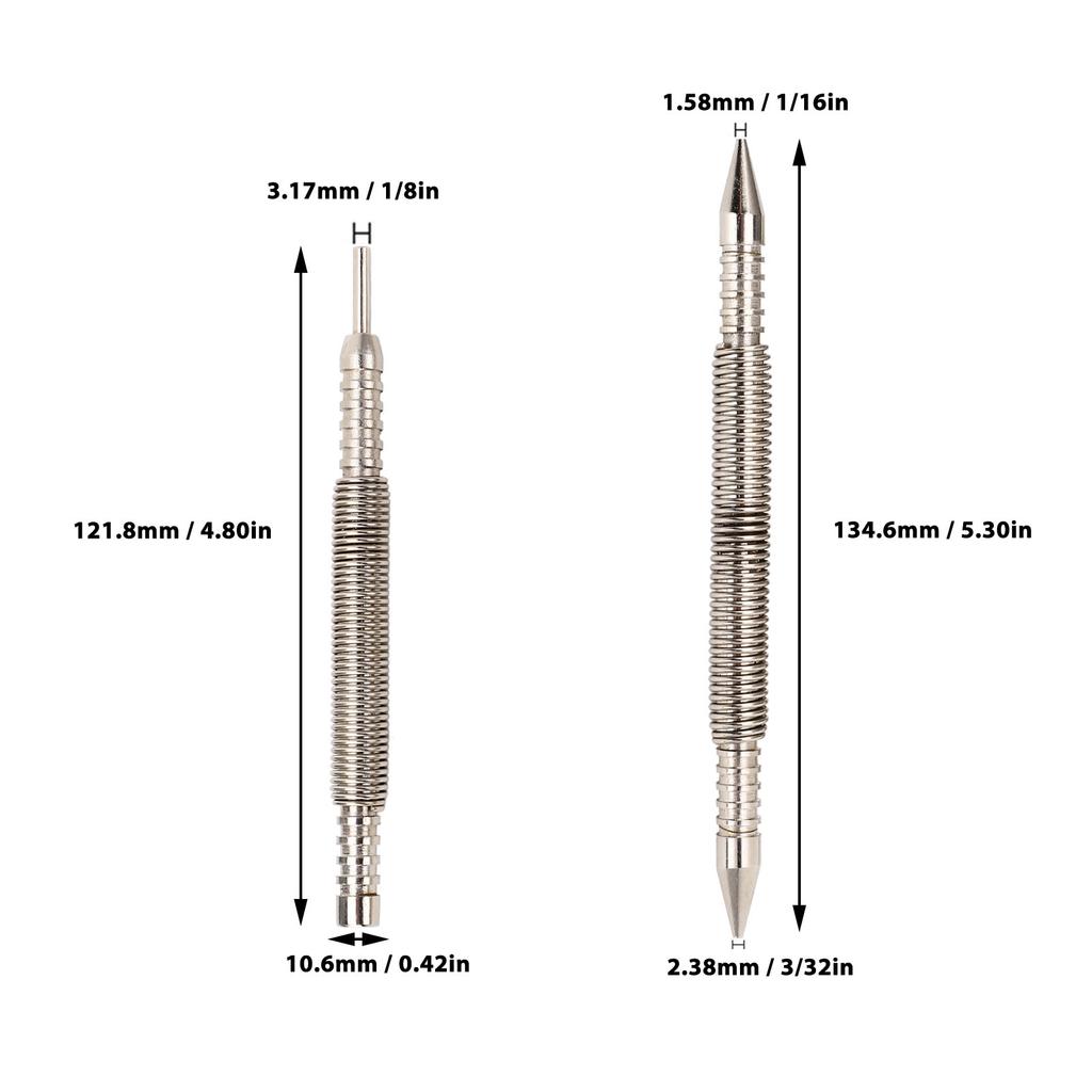 Dubbelhuvudad spikslagare och gångjärnsstiftstansset Lagerstål Fjäderspikslagare för trä, metall, plast Fjäderspikslagare Centerpunch