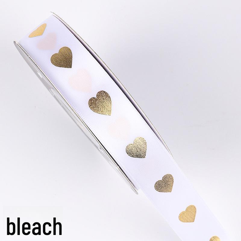 Gold-stamped Polyester Gift Ribbon Bow for Cakes & Floral Packaging