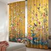 2pcs 2D Flat Printing Merry Christmas Trendy Curtains Golden Blooms Scopic and Stylish 100% Polyester Fiber Festive Curtains for