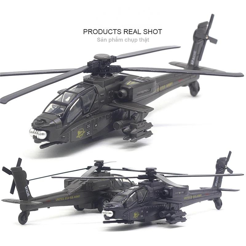 Apache Armed Helicopter Model Acoustooptic Military Aircraft Model Toy Ornament Gift FJ16