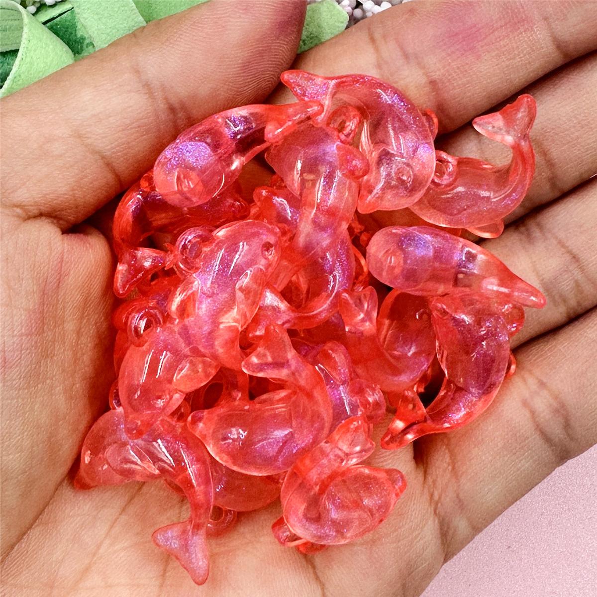 

Браслеты 20 шт. ожерелье для изготовления ювелирных изделий 15,6*20,5 мм свободные бусины DIY акриловые модные ювелирные аксессуары бусины в форме дельфина красный