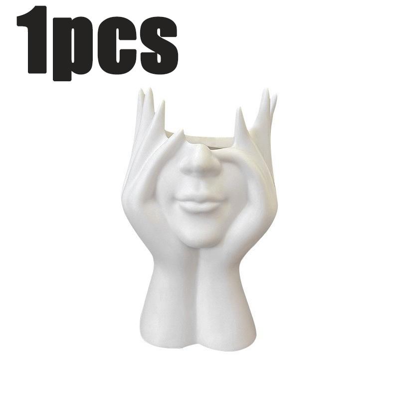 

1/2PC Vinyl Figure Makeup Brush Holder Creative Face Makeup Brush Organizer Multifunctional Resin Art Sculpture Storage