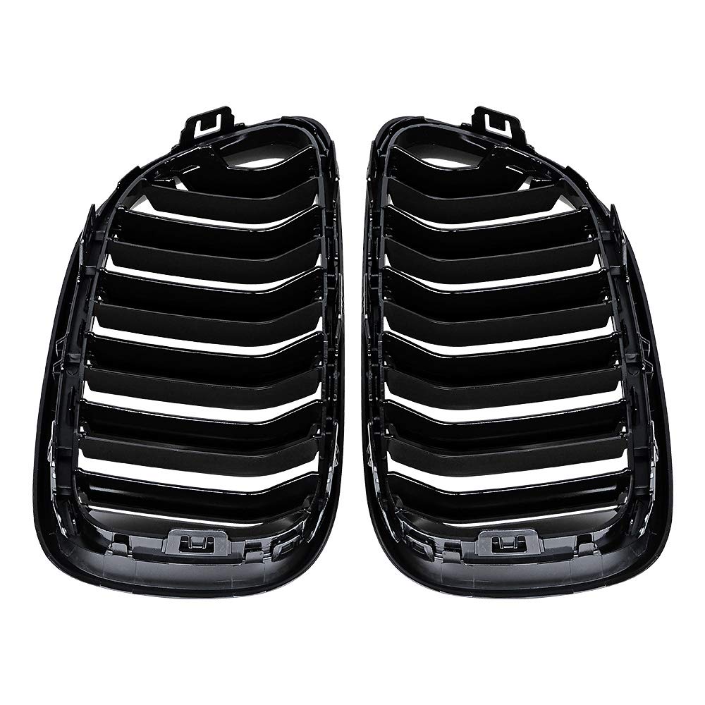 Carbon Fiber Color Dual Slat Front Hood Kidney Grilles Grill Compatible For BMW F22  F23 M2 2014-2018 For BMW 225i 218i 220i