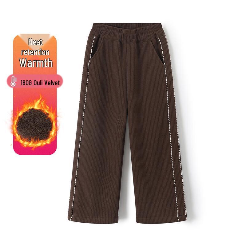 Girls  Chenille Fleece-Lined Straight-Leg Casual Pants 170