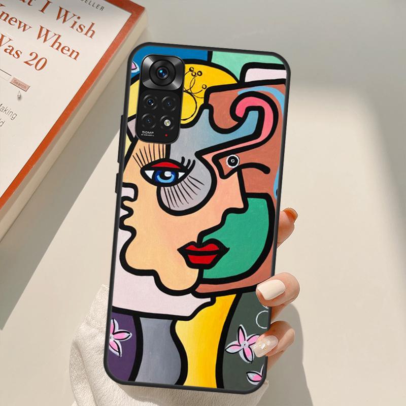 Abstract Portrait Art Painting Case For Xiaomi Redmi Note 11 10 Pro 8 9 9S 10S 11S 9A 9C 10A 10C K40 K50 Gaming Cover