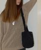 Slowslowly Fluffy Handmade Crochet Sherpa Knit Cylindrical Bucket Bag _ Black