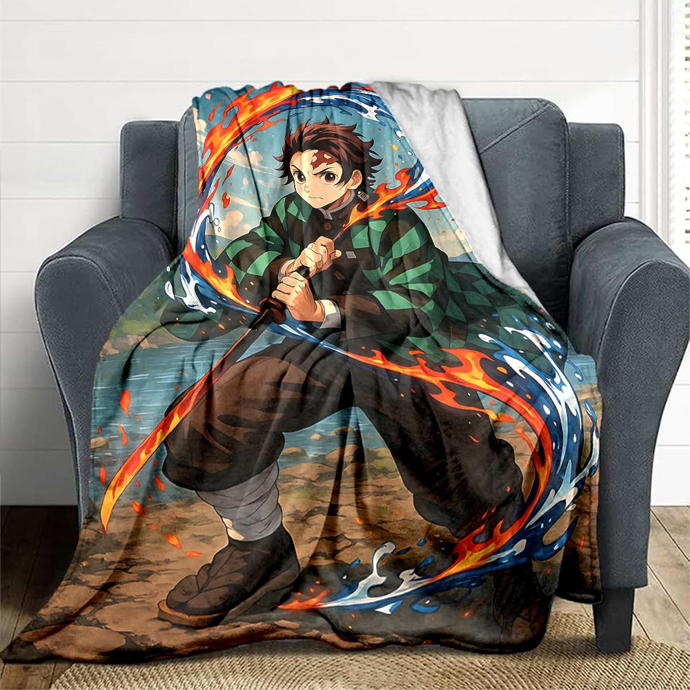 1pc Demon Slayer Soft & Warm Flannel Blanket, Multi-Purpose Throw Blanket for Couch, Sofa, Office, Bed, Camping, Travel 132