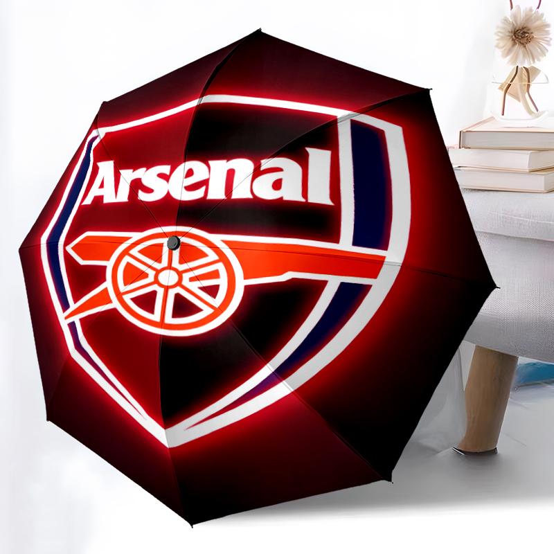 1pc Sturdy 8-Bone Auto Umbrella, Arsenal Umbrella, Digital Printed, Foldable Umbrella for On-the-Go Outdoor Use