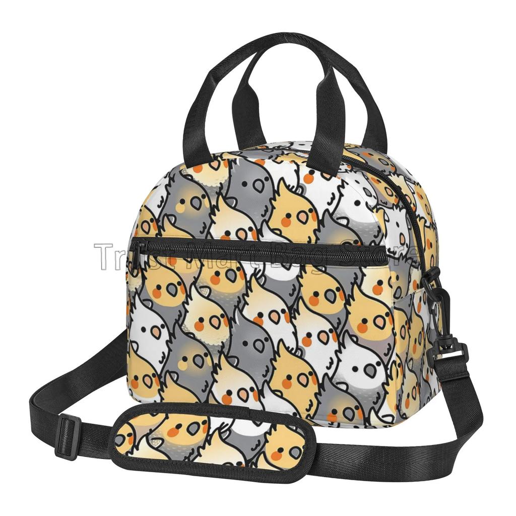 Cute Parrots Insulated Lunch Bag for Women Kids Reusable Portable Cooler Thermal Bento Tote Bags with Adjustable Shoulder Strap