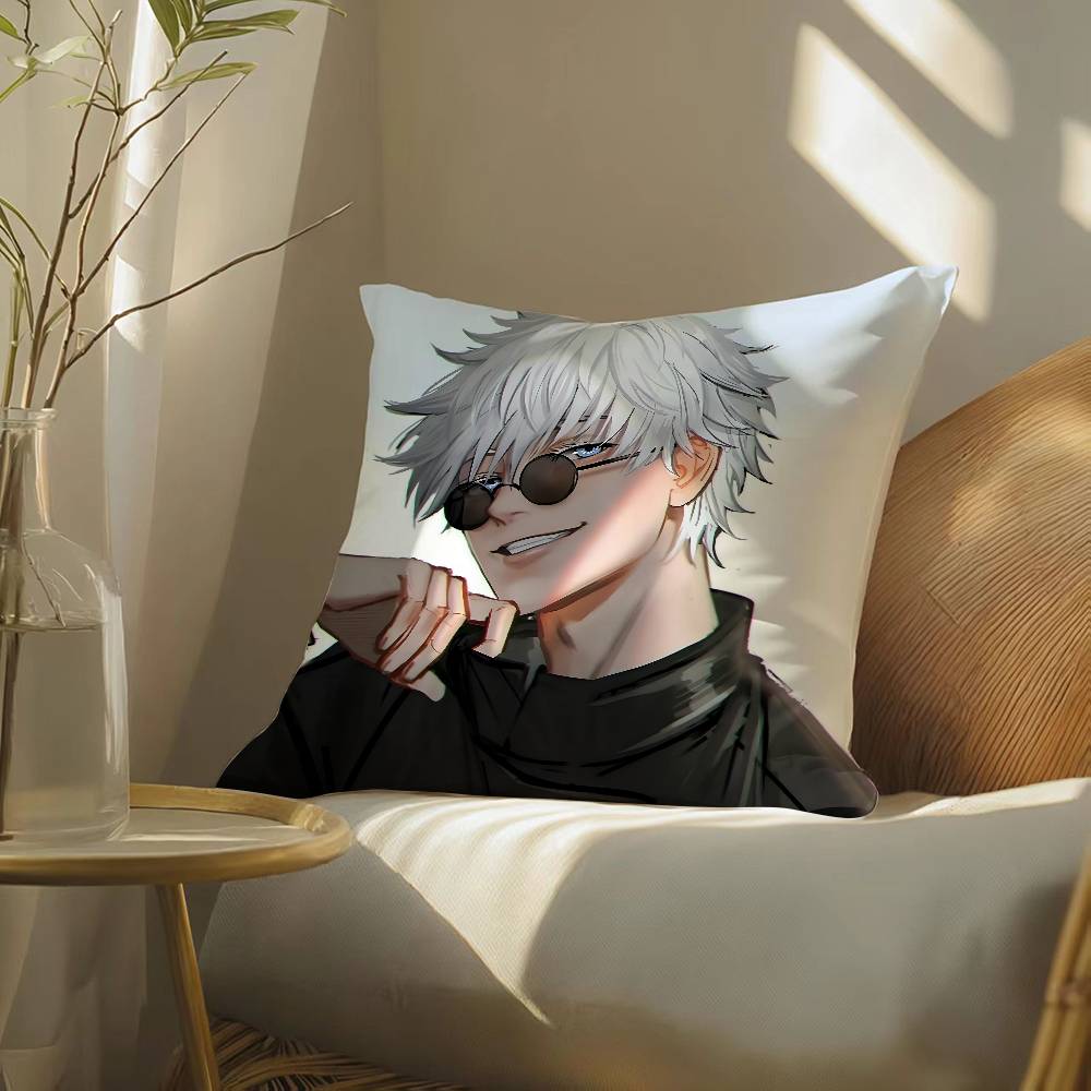 Cool Jujutsu Kaisen Gojo Satoru-S Pillow Case Silky Elegant Comfort Sofa Bed Invisible Zipper Beach Pillowcase