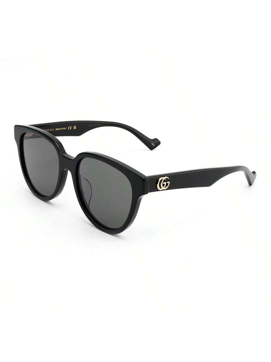 Женские солнцезащитные очки Gucci GG0960SA-002 Черные Круглые Кошачий глаз с Серыми Линзами