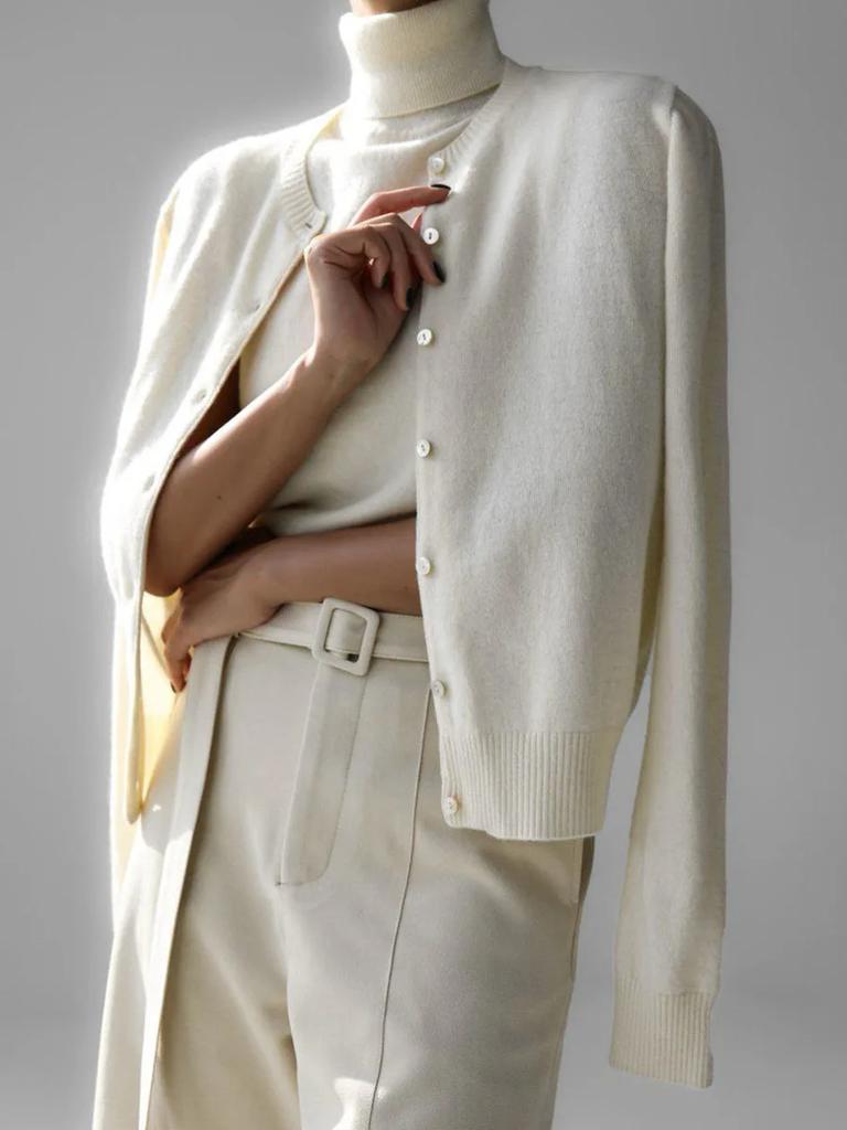 Blubelle Women's New Autumn Turtleneck Sleeveless Tank Top Soft Knit Button Up Cardigan Sweater Fashion Sets