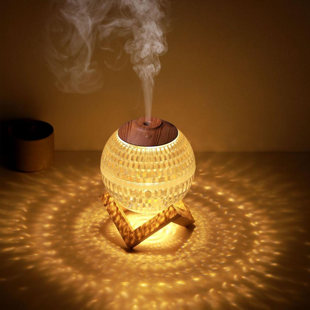 Umidificatore a Sfera di Cristallo con Luce LED Colorata – Nebbia Silenziosa per Casa e Camera da Letto