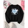 Live with My Heart Cats Ribbon Heart Unisex Crew Neck Fashion Sweatshirt, Autumn and Winter Western Style Top, Children's Long Sleeved T-shirt