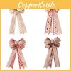 Premium Quality Double Layer Burlap Bow For Christmas Tree Decoration With Leaf And Snowflake