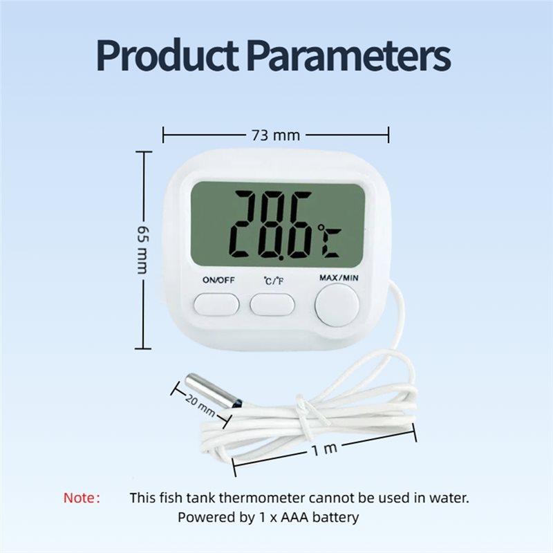 A84E-Aquarium Thermometer With Probe Digital Thermometer Fish Tank Thermometer ±0.1℃ High Accuracy For Marine Plant Aquarium