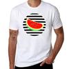 Watermelon, Summer Poster, Summer Sticker, Circle, Black Stripes T-Shirt Casual Minimalist Short Sleeve Top