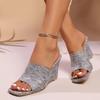 Fashion Internet Celebrity Wedge Sandals and Slippers for Women To Wear Outside 2025 Summer New Flip-flops Sexy High-heeled Sandals