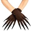 Dark Gloves with Long Nails for Halloween Witch Party, Short Stretch Fit