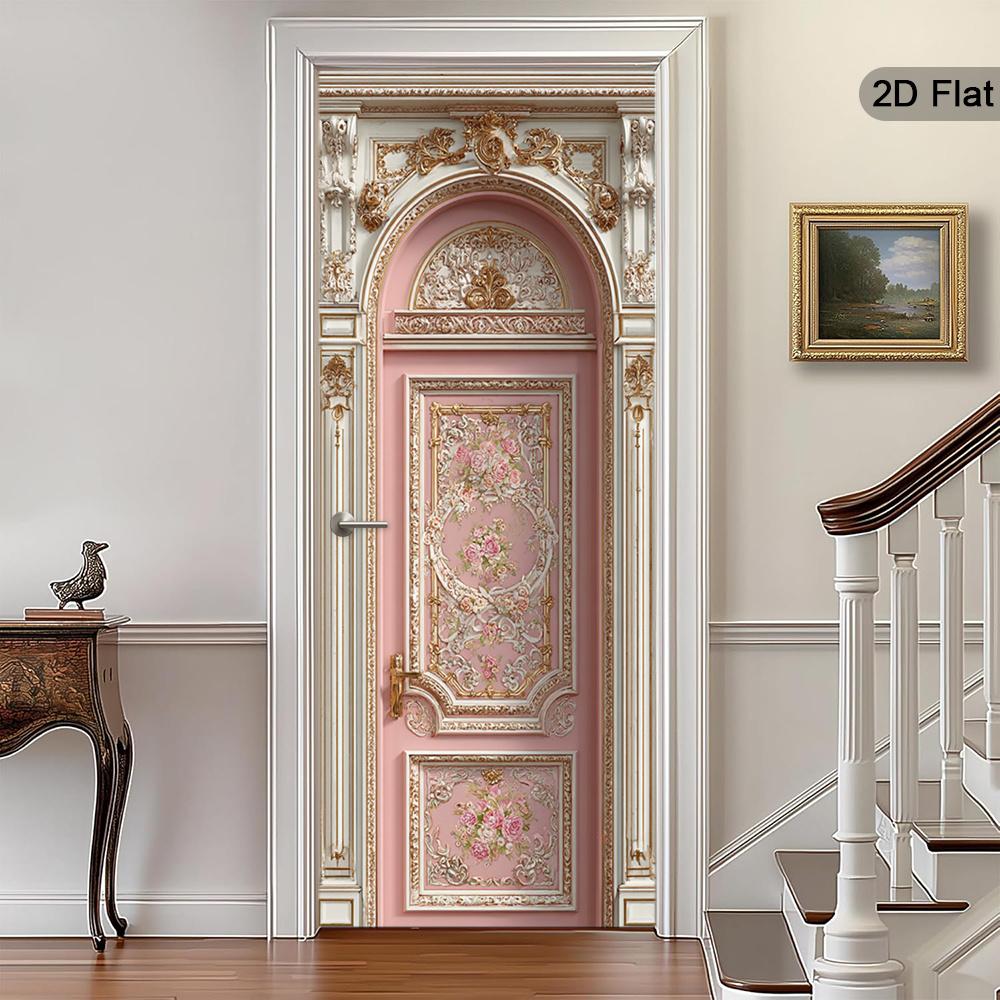 37Style Floral Door Stickers Removable Vinilos Para Puertas Adhesive Wallpaper Art Murals for Doors Bibliotheque Modern Home Decor
