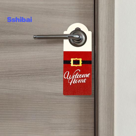 Christmas Wooden Doorknob Decoration Santa Claus Snowman Stocking Holiday Decor Door Handle Hanger Pendant Party Supplies